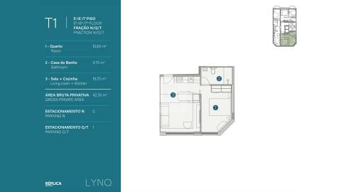 Apartamento T1 Novo no LYNQ com Vistas Rio Douro em Gaia