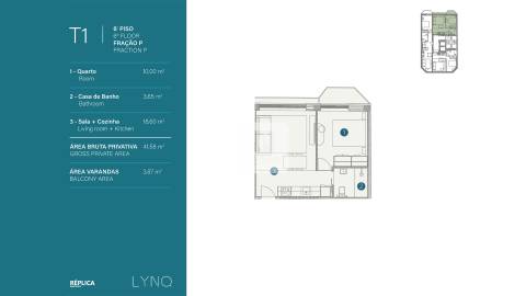 Apartamento T1 Novo no LYNQ com Varanda em Vila Nova de Gaia