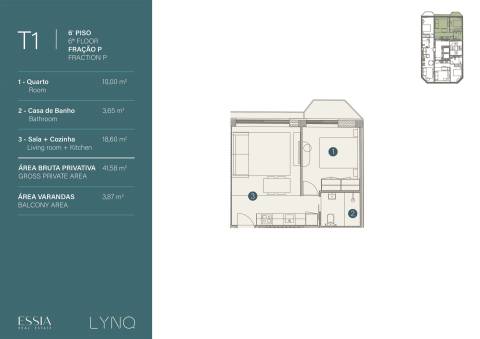 Apartamento T1 Novo no LYNQ com Varanda em Vila Nova de Gaia