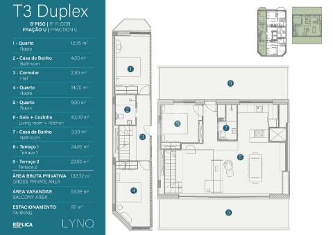 Penthouse T3 Duplex comTerraços e Vista Rio Douro