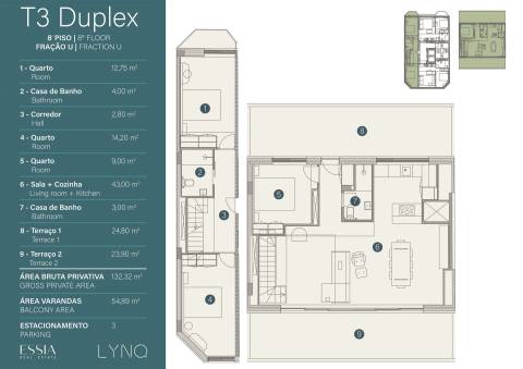 Penthouse T3 Duplex comTerraços e Vista Rio Douro