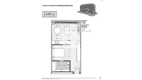 Apartamento T0+1 Mobilado para Arrendamento no Caulinos Residences