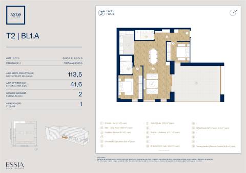 Apartamento T2 com terraço no Antas Atrium