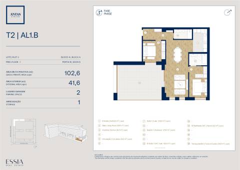 Apartamento T2 com terraço no Antas Atrium