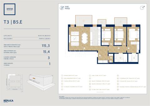Apartamento T3 com varanda no Antas Atrium