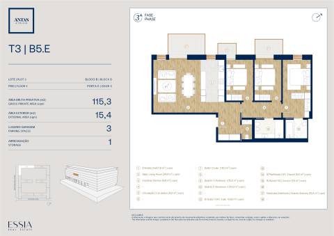 Apartamento T3 com varanda no Antas Atrium
