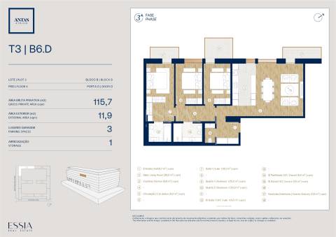 Apartamento T3 com varanda no Antas Atrium