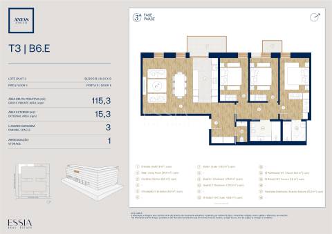 Apartamento T3 com varanda no Antas Atrium