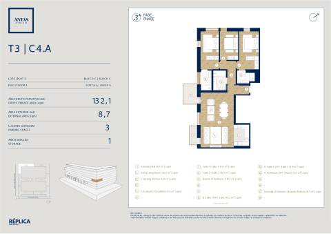 Apartamento T3 com varanda no Antas Atrium