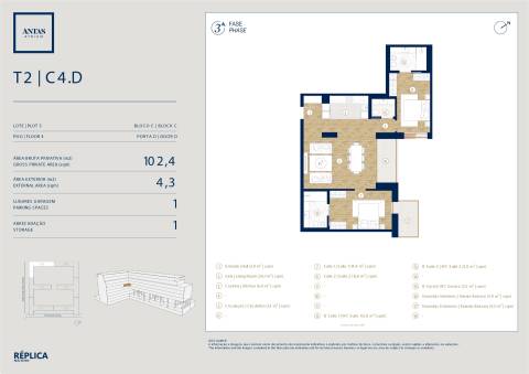 Apartamento T2 com varanda no Antas Atrium