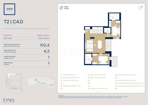 Apartamento T2 com varanda no Antas Atrium