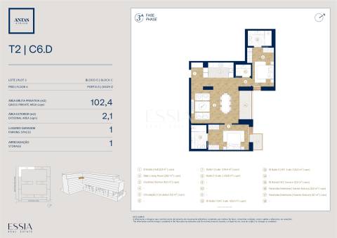 Apartamento T2 com varanda no Antas Atrium