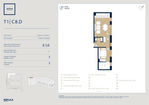 Apartamento T1 no Antas Atrium