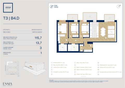 Apartamento T3 com varanda no Antas Atrium