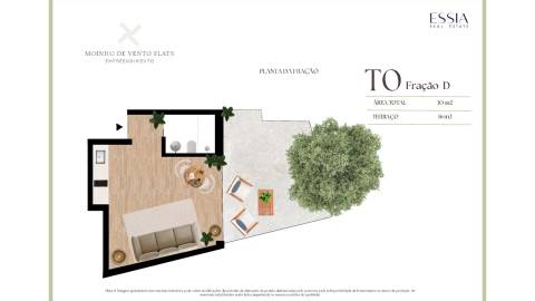 T0 com Terraço no Moinho de Vento Flats em Leça da Palmeira