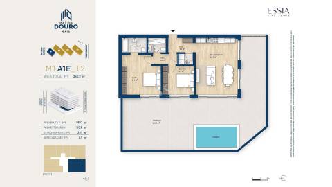 Apartamento T2 com Terraço e Piscina no Marina Douro