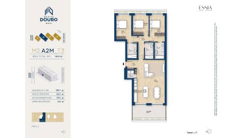 Apartamento T3 com Varanda e Vista Rio no Marina Douro