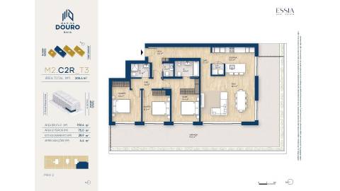 Apartamento T3 com Varanda e Vista Rio no Marina Douro