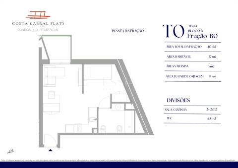 Apartamento T0 com Varanda e Garagem no CC FLATS