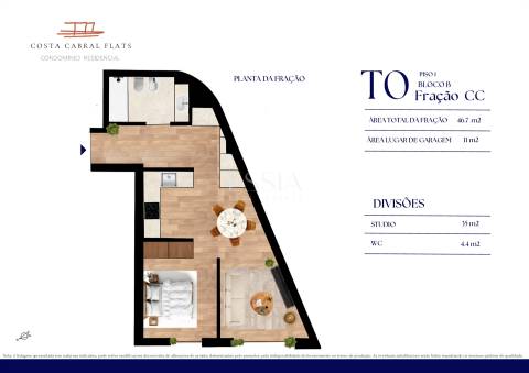 Apartamento T0 com garagem no CC FLATS