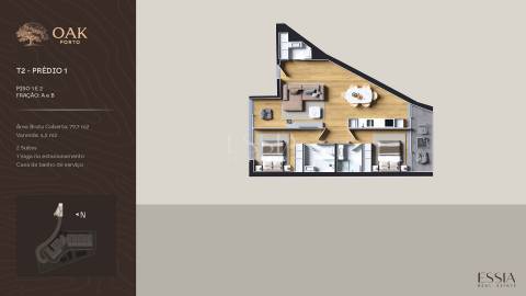 Apartamento T2 com Varanda no OAK Porto