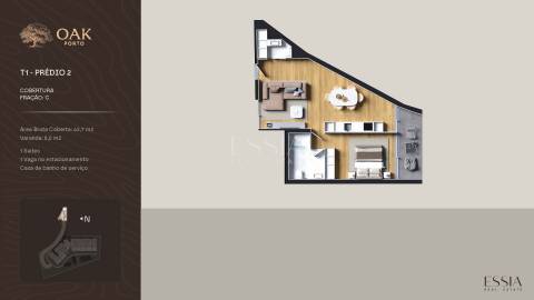 Apartamento T1 com Varanda no OAK Porto