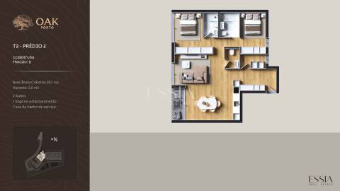 Apartamento T2 com Varanda no OAK Porto