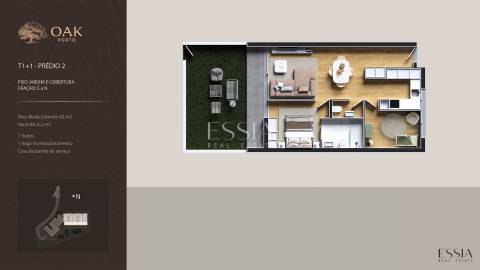 Apartamento T1+1 com Varanda no OAK Porto