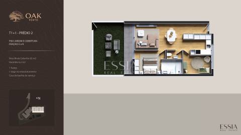 Apartamento T1+1 com Varanda no OAK Porto