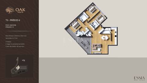 Apartamento T3 com Varanda no OAK Porto