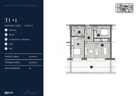 Apartamento T1+1 com terraço à Praia de Canidelo