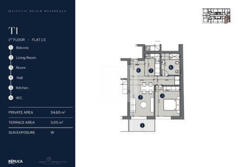 Apartamento T1 com terraço à Praia de Canidelo