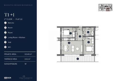 Apartamento T1+1 com terraço à Praia de Canidelo