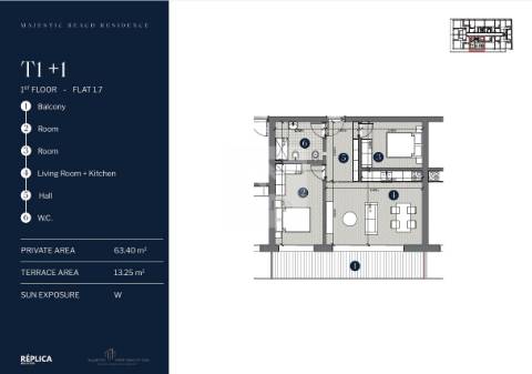 Apartamento T1+1 com terraço à Praia de Canidelo