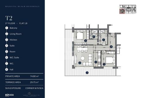 Apartamento T2 com terraço à Praia de Canidelo