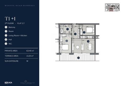 Apartamento T1+1 com terraço à Praia de Canidelo
