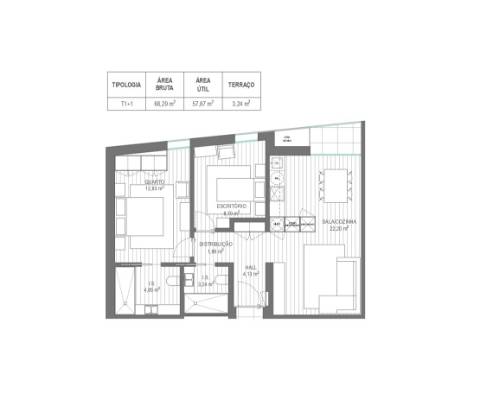 Apartamento Novo T1+1 - Aveiro - Santa Joana