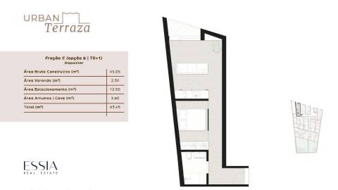 Apartamento T0 com Varanda no Urban Terrazza