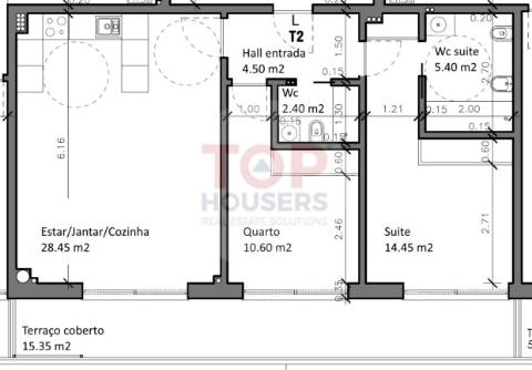Apartamento T2 Novo com piscina no terraço e garagem - Olhão