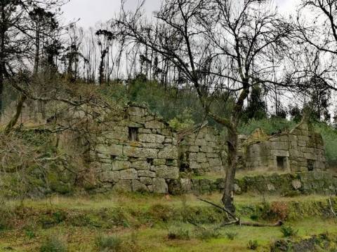 Quinta/terreno com cinco casas em pedra para recuperar