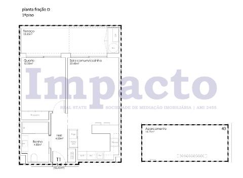Apartamento T1 novo em São João da Madeira