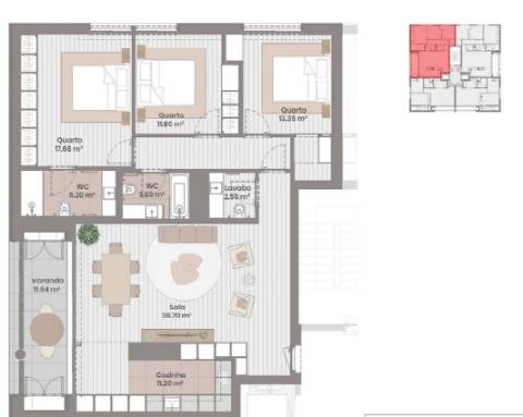 T3 c varanda e garagem na Prelada.