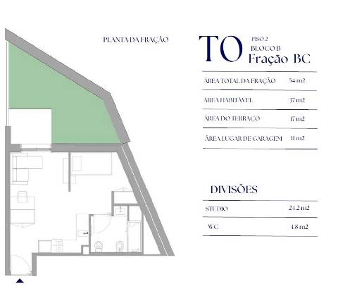 T0 c terraço e garagem e arrumo