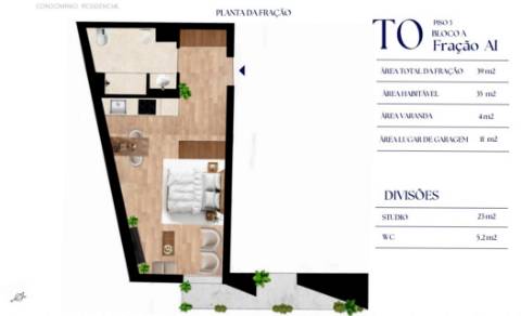 T0 c terraço e garagem e arrumo