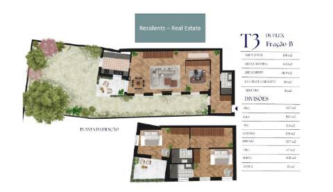 T3 duplex c/ jardim e varanda no centro do Porto.