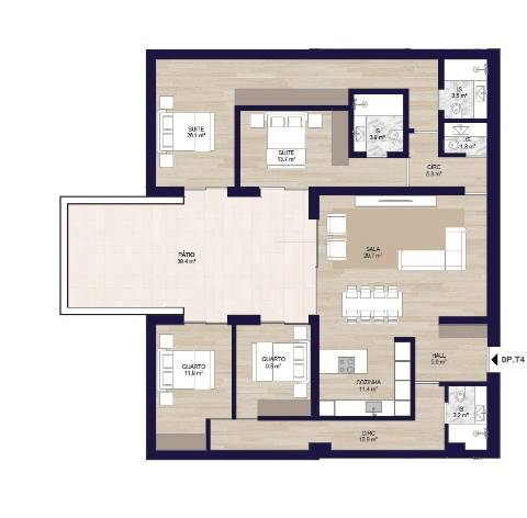 T4 novo c/ terraço em matosinhos sul