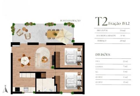 T2 c/ Terraço e Garagem