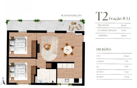 T2 c/ Varanda e Garagem