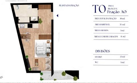 T0 c varanda e garagem e arrumo