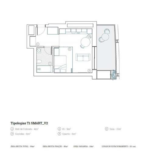T1 moderno com varanda em Arca d’Água – Porto